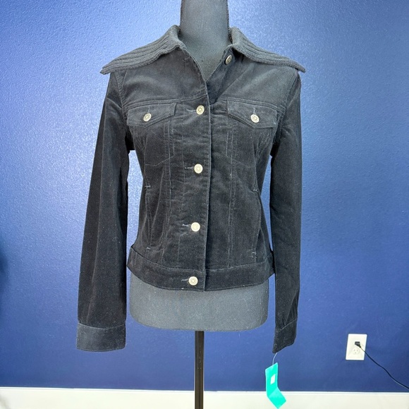 NWT Halogen Corduroy Jacket with Sweater Collar, Black, Size Small - Picture 1 of 8